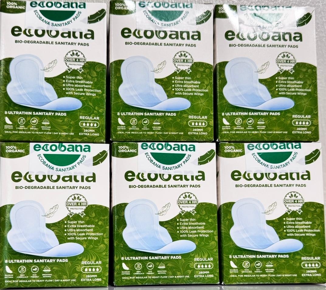 6 Ecobana Ultra Thin 280 mm Super Absorbent 100% Organic Sanitary Pads