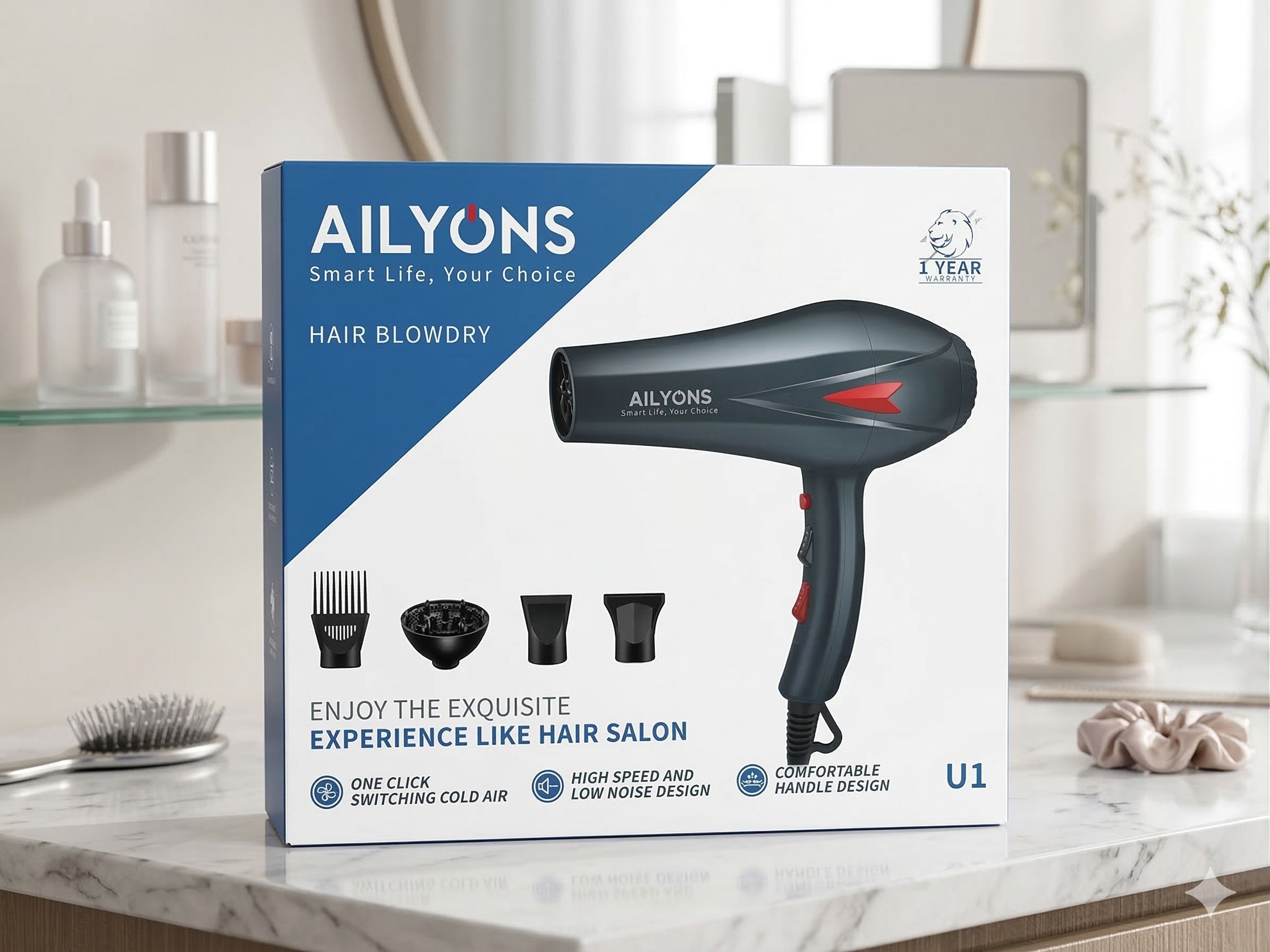Ailyons Smart Life Hair Blowdryer Hair Blowdry (Model P2).Get salon-quality results right from the comfort of your home