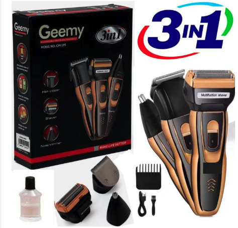 Geemy 3 in 1 Barber Shaving Machine With its rechargeable cordless design and detachable heads