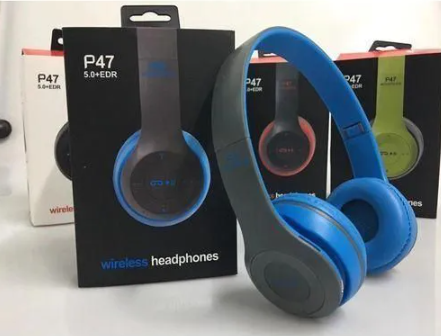 P47 Wireless Bluetooth Headphones – Super Bass, Foldable Sports Design, TF Card Support, Compatible with iOS & Android