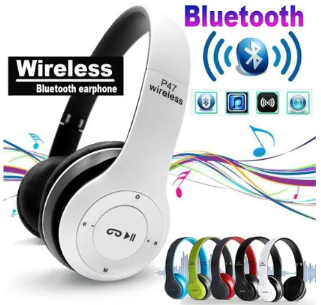 P47 Wireless Bluetooth Headphones – Super Bass, Foldable Sports Design, TF Card Support, Compatible with iOS & Android