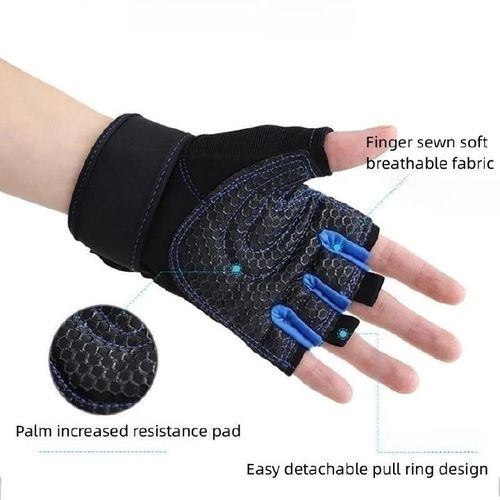 Sport Training Fingerless Gloves, Dumbbells Gym Weightlifting Gloves, Half Finger Fitness Workout Palm Protect