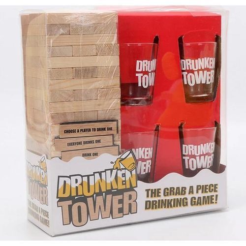 JENGA DRUNKEN TOWER GAME WITH DRINKING GLASSES DRINKING GAME