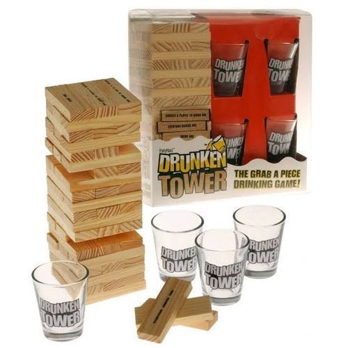 JENGA DRUNKEN TOWER GAME WITH DRINKING GLASSES DRINKING GAME