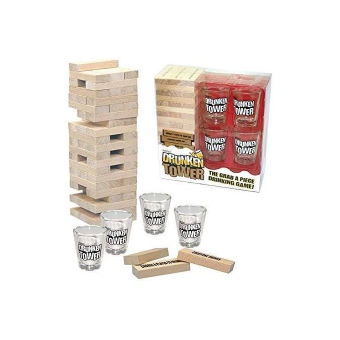 JENGA DRUNKEN TOWER GAME WITH DRINKING GLASSES DRINKING GAME