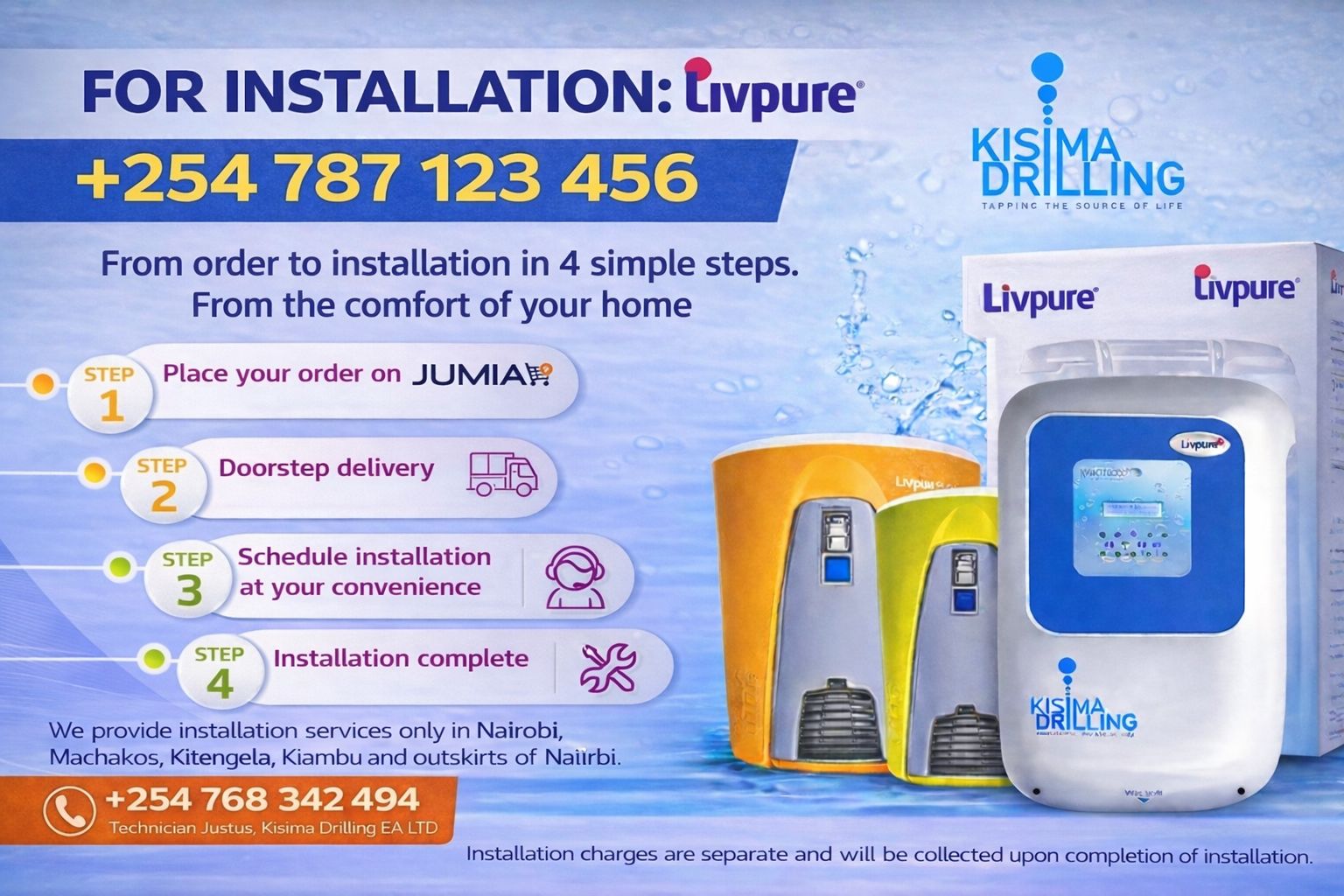 Livpure UTC RO UV UF Water Purifier – Under Sink System for Borehole & Tap Water (Up to 2000 TDS)
