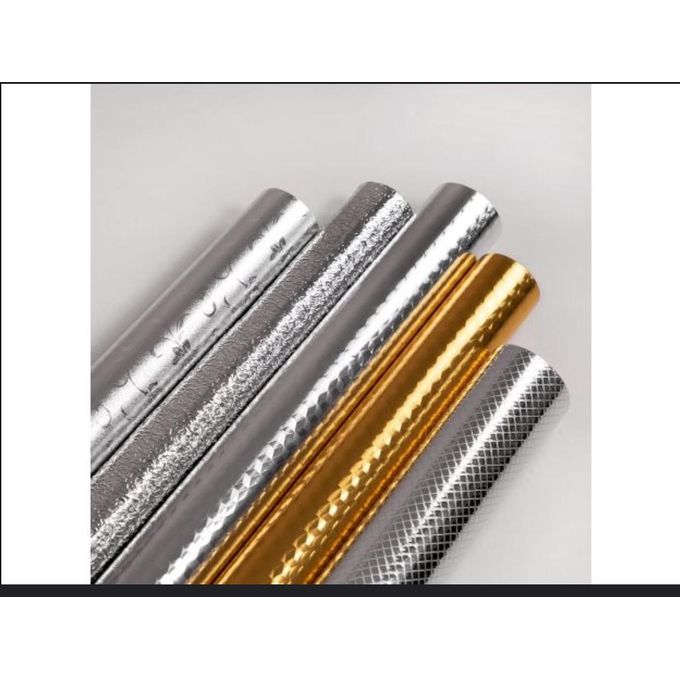 61cm x 2M Self-Adhesive Aluminium Foil Kitchen Sticker, Moisture-Proof and Oil-Proof Backsplash Wallpaper, Heat-Resistant DIY Wall Decal for Cabinets and Countertops