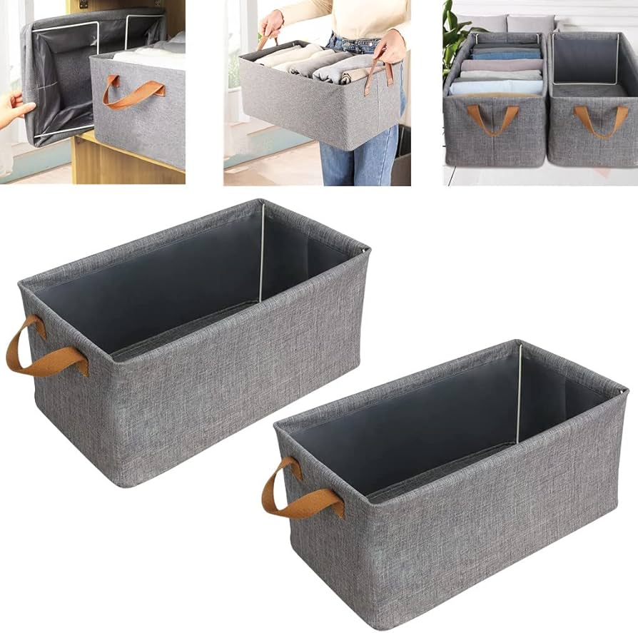47x29x20cm Foldable grey clothes storage bag / laundry bin