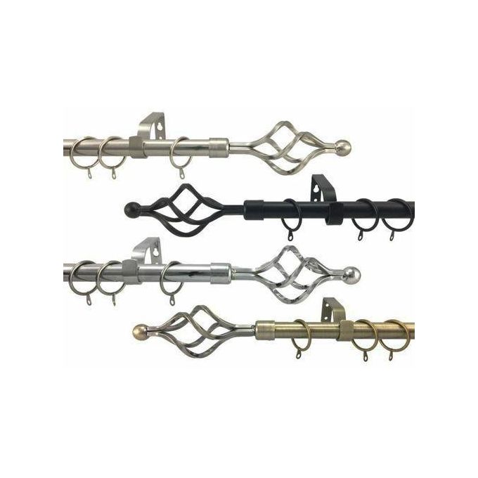 Double adjustable curtain rod set in an antique brass finish. 

💥designed for layering window treatments, typically allowing for a sheer curtain on the inner rod and a heavier drape on the outer rod.