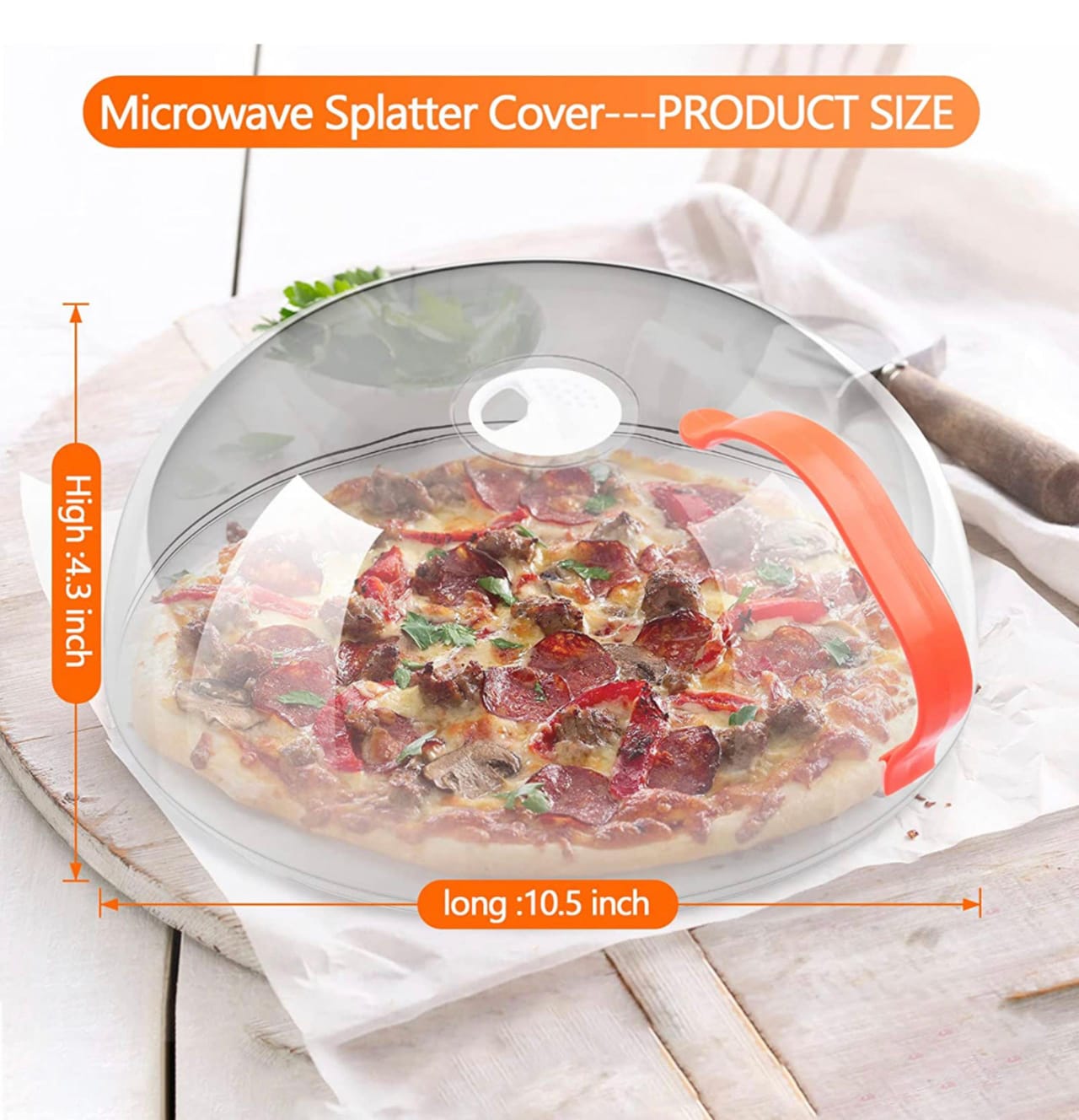 Vent microwave food cover with detachable handle