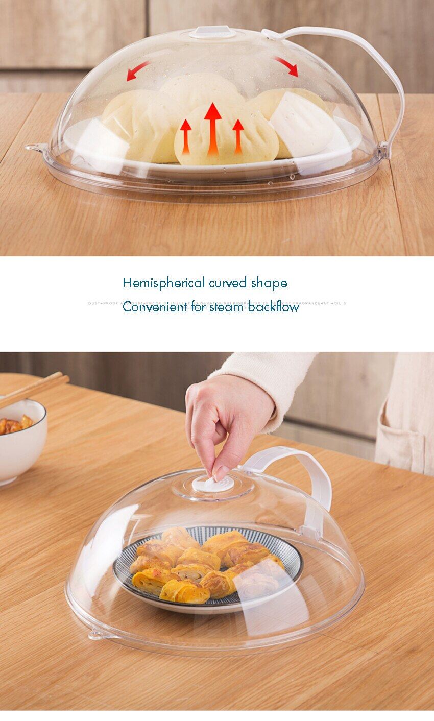 Vent microwave food cover with detachable handle