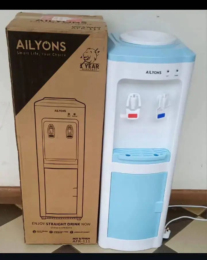 Ailyons top loading hot and warm AFK -111 free standing 2 tap water dispenser with storage cabinet.