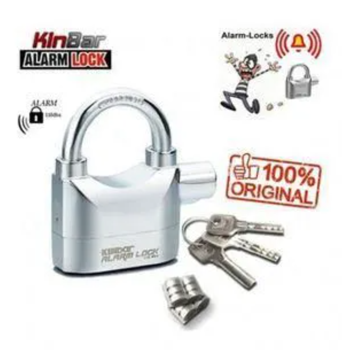 Kin Bar Tamper-proof Security Alarm Padlock Lock (Big)