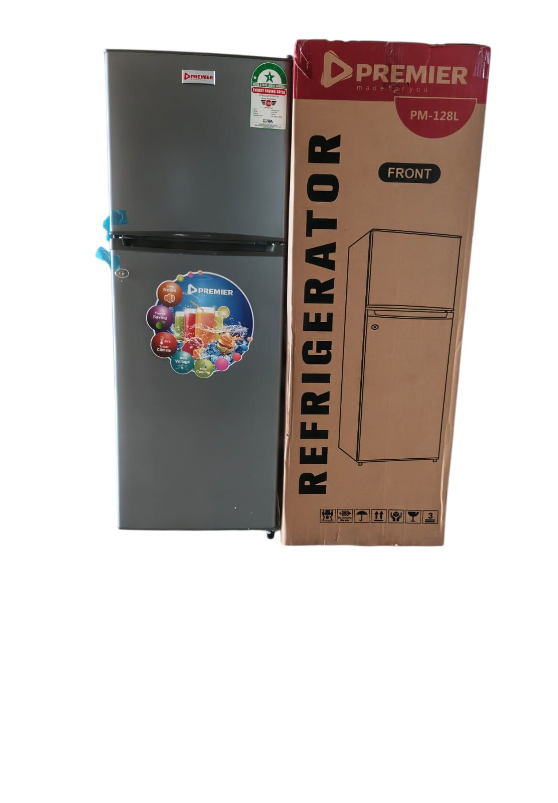128L Double Door Refrigerator Top Freezer Mounted Energy Efficient Fridge