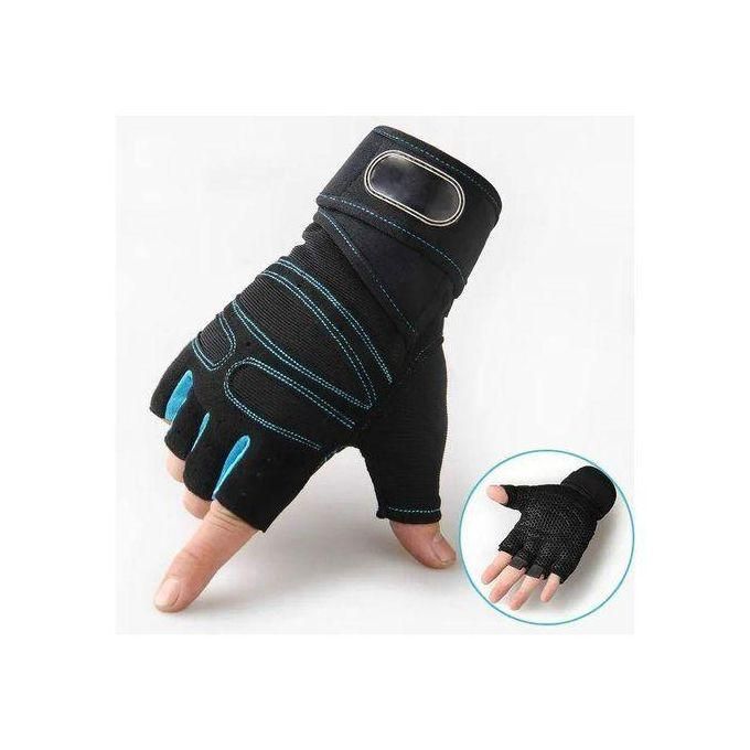 All Sizes High Quality Gym/ Work Out/ Cycling/ Weightlifting Fabric Fingerless Gloves