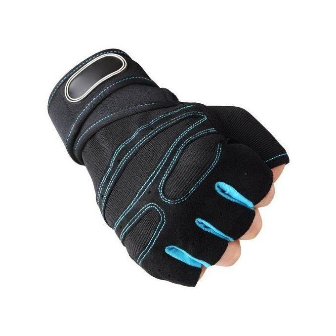 All Sizes High Quality Gym/ Work Out/ Cycling/ Weightlifting Fabric Fingerless Gloves