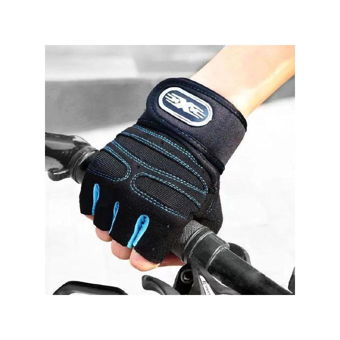 All Sizes High Quality Gym/ Work Out/ Cycling/ Weightlifting Fabric Fingerless Gloves
