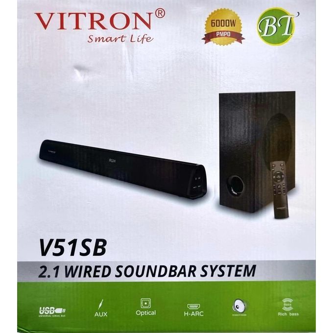V51SB Wired Powerful Bass and Quality Stereo Sound Bar System with Remote control