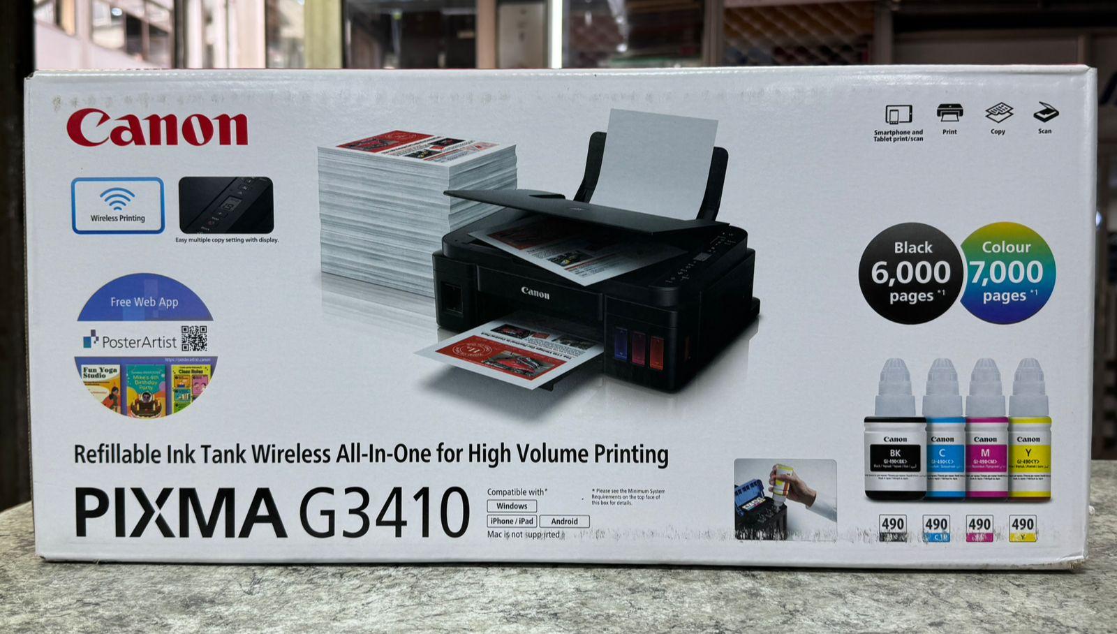 CANON PIXMA G3410-MEGATANK MFP Wireless Three-in-One (Print,Copy & Scan) Printer, BLACK