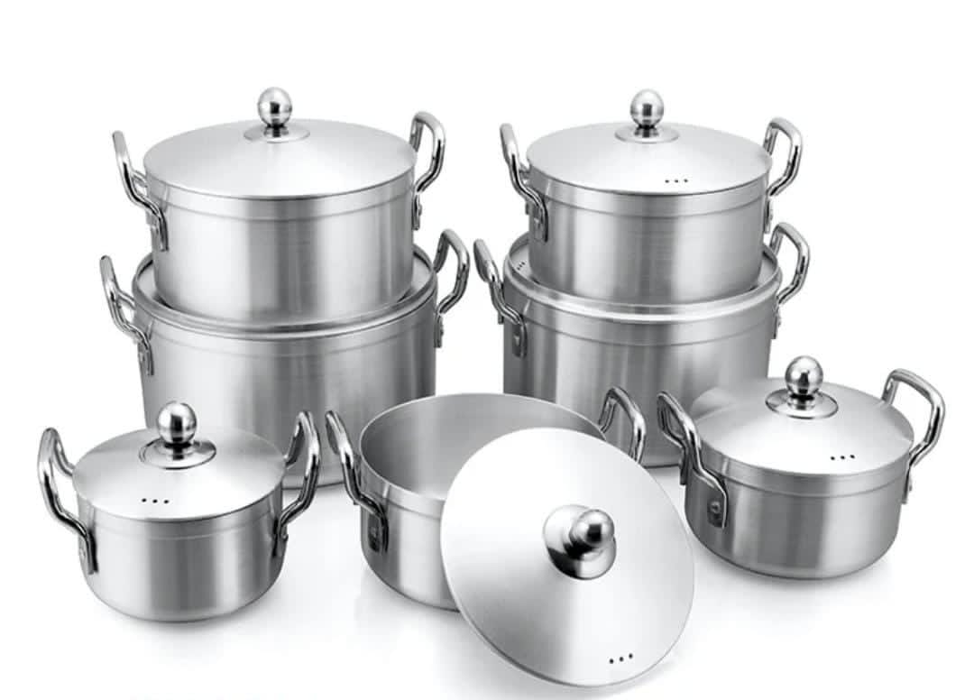 Greatstar 14-piece stainless steel cookware set featuring pots with matching lids Durable, elegant, and heat-efficient – this 14-piece stainless steel sufuria set has everything you need for everyday!