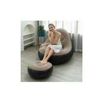 Inflatable sofa seat with foot stool and manual pump .Flocked Surface inflatables Couch, Waterproof Blow Up chair,Comfortable inflatable Couch for Camping,Gaming.