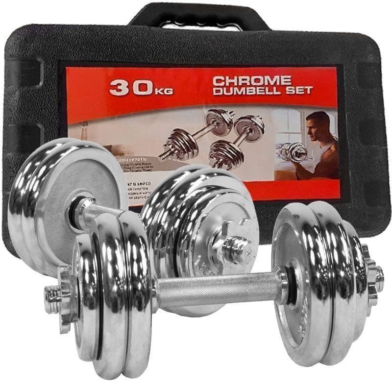 NEW offer 30 kgs Multifunctional Weight training/ Adjustable Chrome Dumbells set for home/office/gym workout