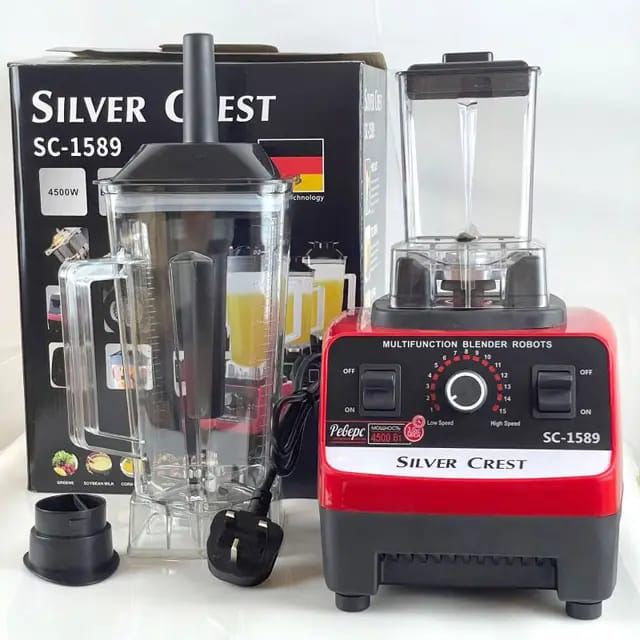 4500W Silver crest commercial blender - 2 in 1 blender with 2.5 litre Jug and grinder Jug , High‑energy motor for commercial‑level blending, ice crushing, grinding, pureeing and smoothies.