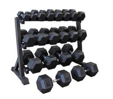 5 kg Hexagon Rubber Coated Dumbbells Set – Anti-Roll Hex Weights with Chrome Handle – Noise Reduction Gym Dumbbells for Home Workout Strength Training