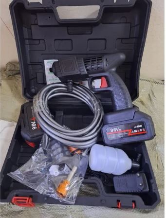 Wireless Car Wash Spray Gun Machine with Portable Lithium Battery, High Pressure Cordless Water Gun Cleaner with 2 Batteries for Car, Garden & Home Cleaning