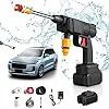 Wireless Car Wash Spray Gun Machine with Portable Lithium Battery – Cordless High Pressure Washer, Rechargeable Power Cleaner with Foam Bottle, Multi Nozzle & Self-Priming Water System