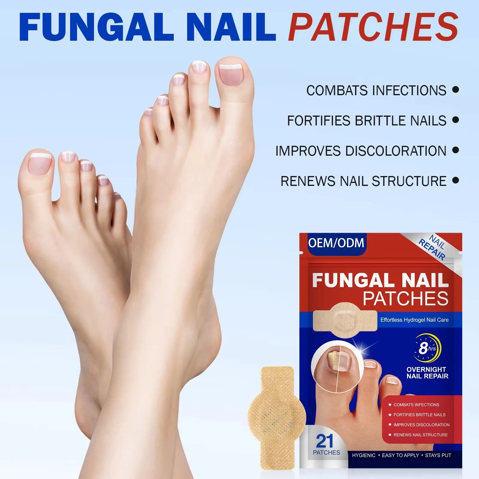 21 Patches Fungal Nail Treatment | Toenail Fungus Repair | Nail Discoloration & Brittle Nails | Overnight Hydrogel Care | Hypoallergenic | Easy to Apply | Ship to Kenya