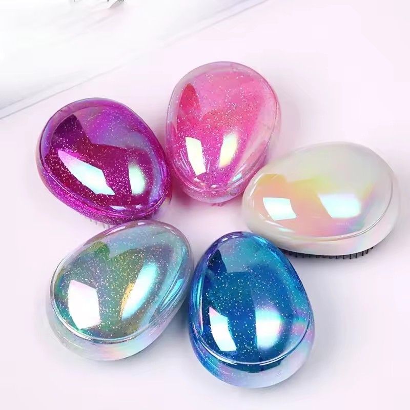 Mini Egg Hair Brush for African Hair Soft Bristles Anti-tangle Portable Travel Comb Soft Teeth Egg Shape Hairbrush Detangling Comb for Women Travel & Daily Use Africa Hair Detangling Brush