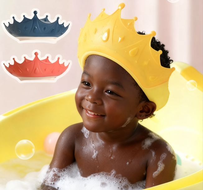 Baby Shower Cap Waterproof Adjustable Kids Bath Cap for Ear & Eye Protection, Soft Silicone Baby Hair Washing Shield for Toddlers Infants