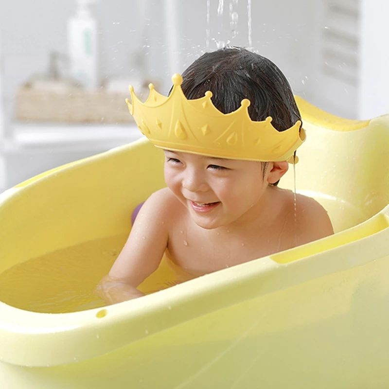 Baby Shower Cap Waterproof Adjustable Kids Bath Cap for Ear & Eye Protection, Soft Silicone Baby Hair Washing Shield for Toddlers Infants