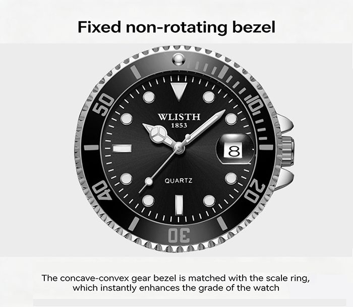 Men Rotatable Bezel Blue Dial Luminous Watch Gold Stainless Steel Band Waterproof Analog Quartz Watches(Gift box giveaway)