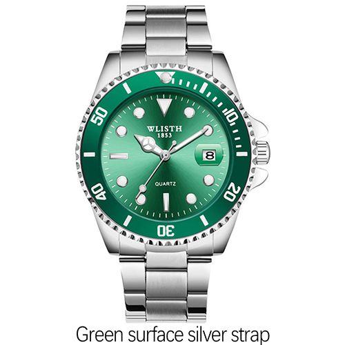 Men Rotatable Bezel Blue Dial Luminous Watch Gold Stainless Steel Band Waterproof Analog Quartz Watches(Gift box giveaway)