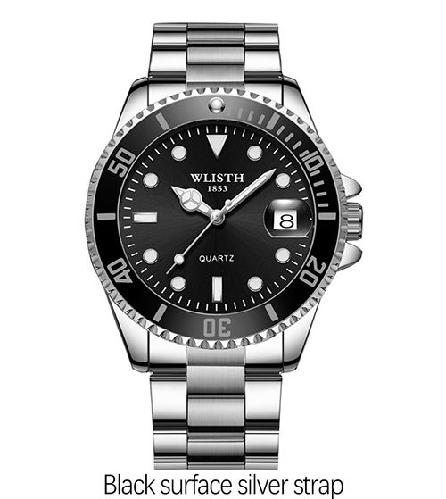 Men Rotatable Bezel Blue Dial Luminous Watch Gold Stainless Steel Band Waterproof Analog Quartz Watches(Gift box giveaway)