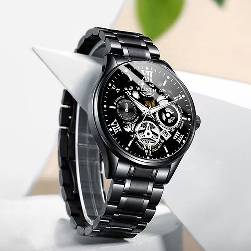 Skeleton Watch for Men Stainless Steel Chronograph Watch for Men Classic Waterproof Mens Watches with Date Luxury Business Men's Analog Wrist Watches(gift box)