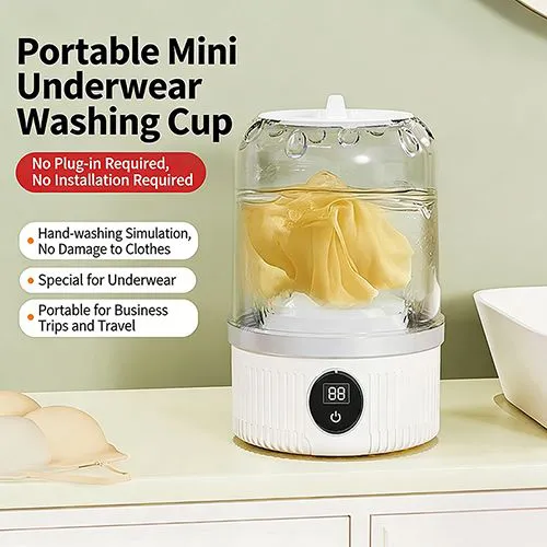 Portable Washing Machine, Underwear Washer, Small Washing Machines, Mini Washing Rechargeable Cordless Washing-Machine, Laundry Cup for Bra, Underwear, Socks (1 L capacity)