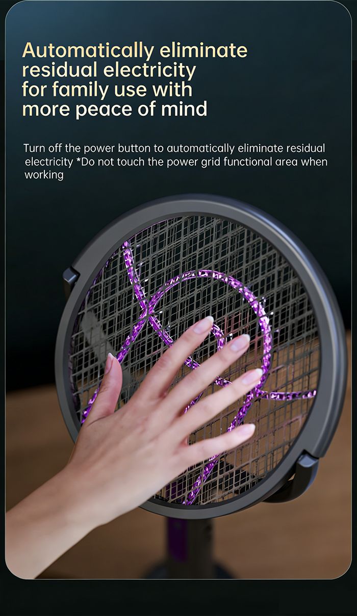 Rotating Head Electric Fly Swatter Racket Rechargeable Bug Zapper Racket Bug Zapper Indoor Fly Zapper Mosquito Zapper Flies Killer for Indoors, with a Telescopic Extension