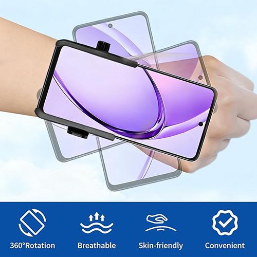 Wristband Phone Holder, No Screen Blocking, 360° Rotating Wrist Phone Mount,  Quick Release, for Android, iPhone , Fits 4–7.0" Phones