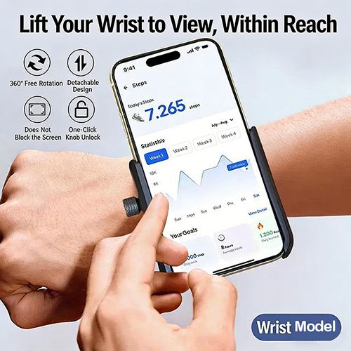 Wristband Phone Holder, No Screen Blocking, 360° Rotating Wrist Phone Mount,  Quick Release, for Android, iPhone , Fits 4–7.0" Phones