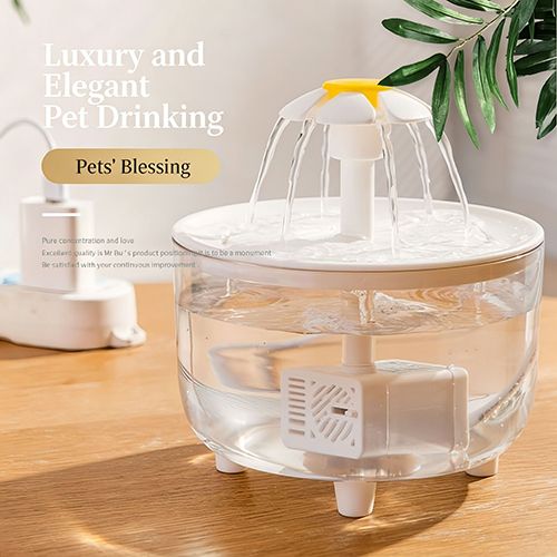 Dog/Cat Flower Circulation Water Dispenser Automatic Filter Live Water Flow Water Feeder Plug-in Drinking Water pet Supplies