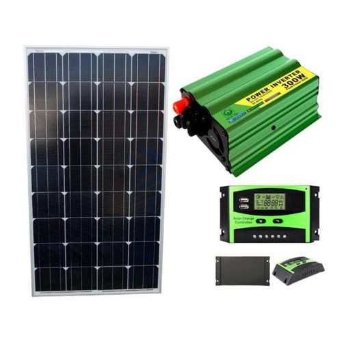 200 Watts Solar Panel Mono All Weather 200Watts Solar Panel 25 Years Warranty + 300 Watts Inverter DC to AC Solar Power Inverter + 10AH Solar Charge Controller Solar Regulator