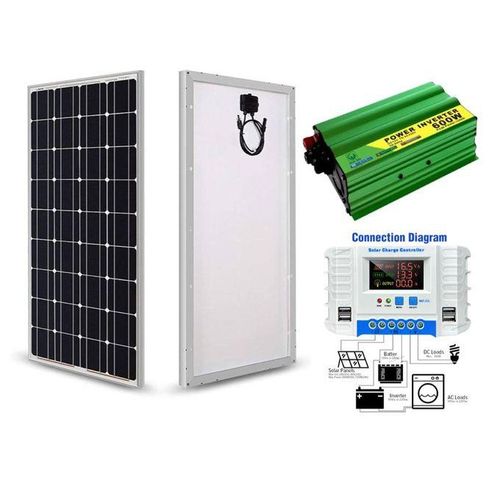 300W Solar Panel All Weather 25 Years Warranty Mono Crystalline 300 W Solar Panel + Free 600W Solar Power Inverter DC to AC Inverter + 20AH Solar Charge Controller