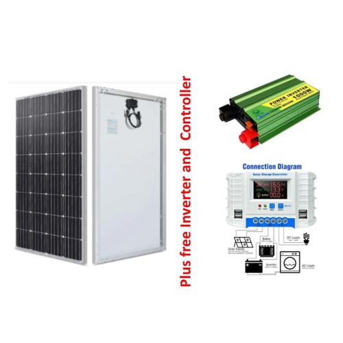 Sunnypex 500Watts Solar Panel + Free 30A Solar Charge Controller + Free 1000 Watts Solar Inverter DC to AC 1000W Inverter