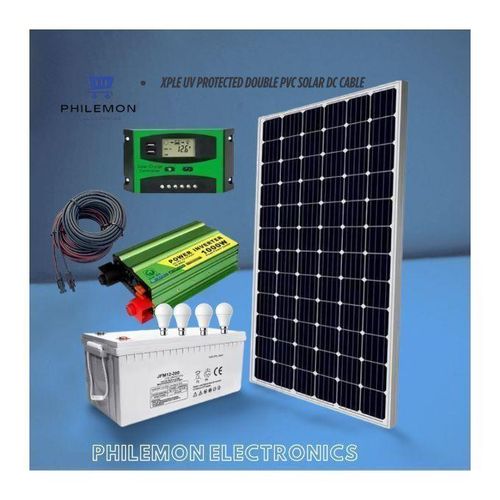 Solarmax 300W Solar Panel Full Kit + 200Ah Solar Battery +1000W Solar Inverter +30 Ah Solar Charge Controller + 5 DC Bulb + 10m Cable