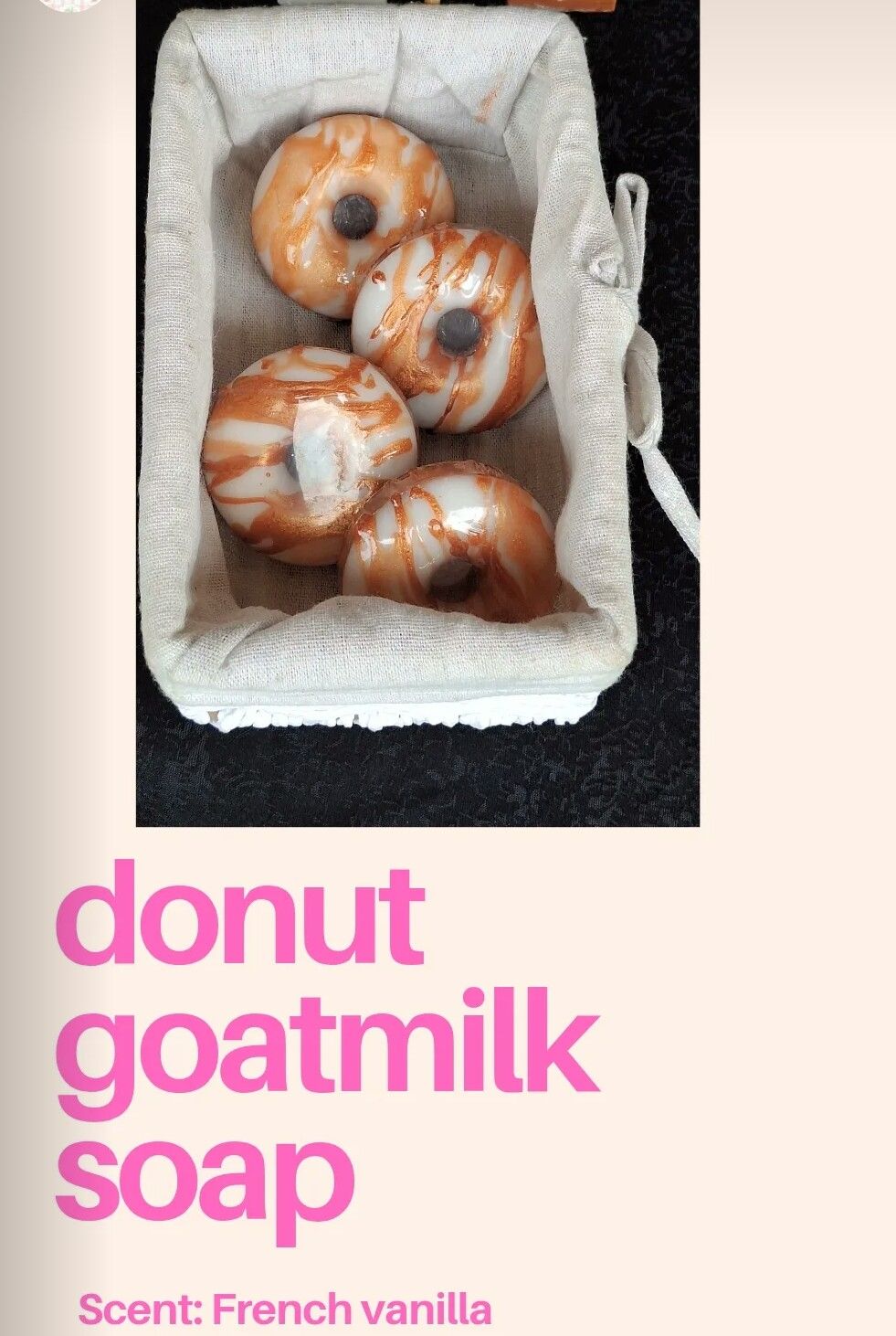 Organic Marie Kay Donut Goatmilk Soap.Indulge Your Senses!
Dive into a sweet, sugary delight with our Donut Goat Milk Soap. Infused with the rich aroma of French vanilla