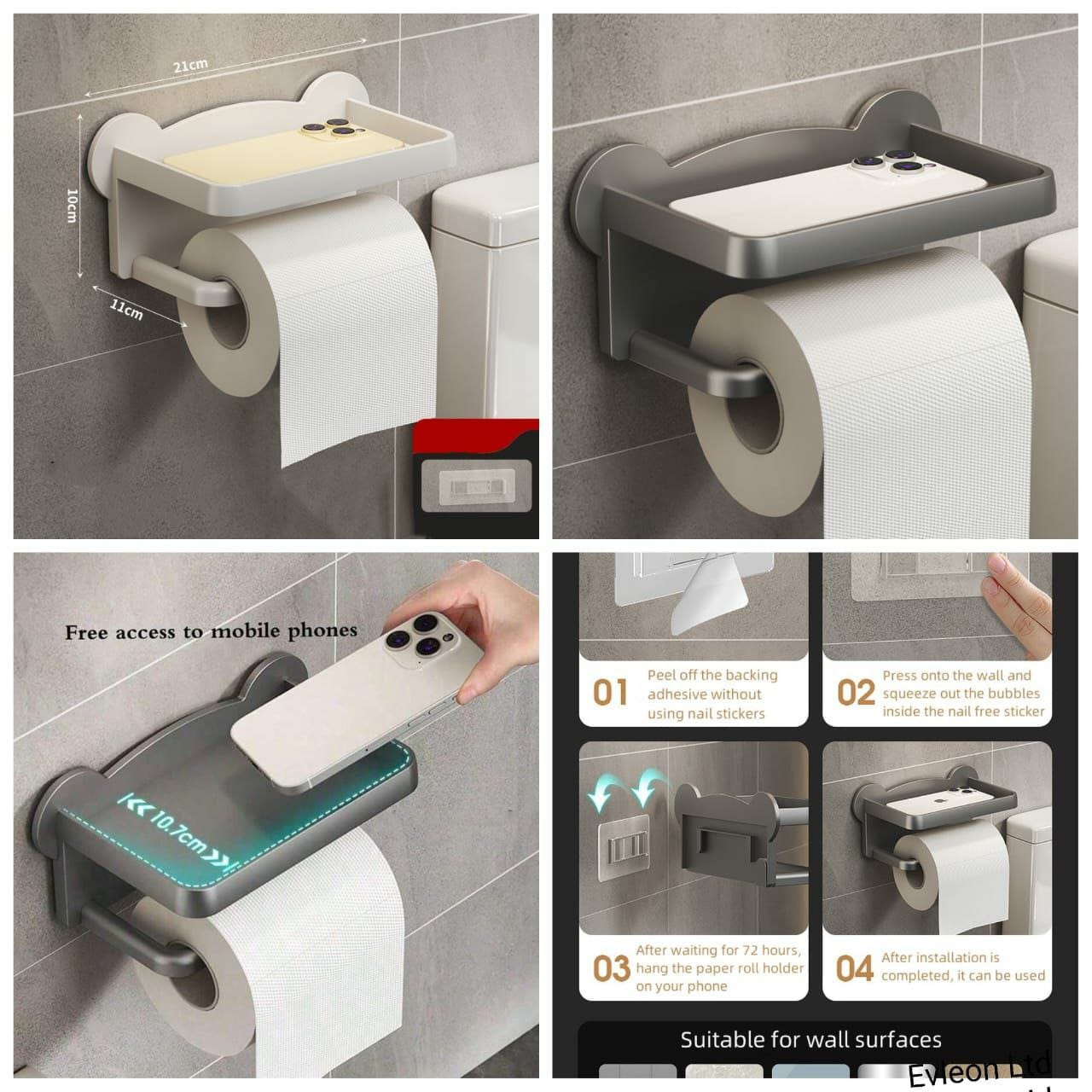 🚽 Punch-Free Toilet Tissue Holder — Wall Mounted Bathroom Paper Holder