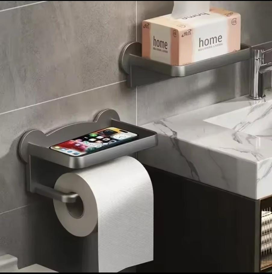 🚽 Punch-Free Toilet Tissue Holder — Wall Mounted Bathroom Paper Holder